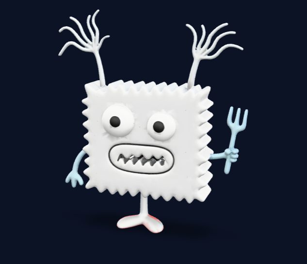 A very hungry square monster — the figurine interpretation