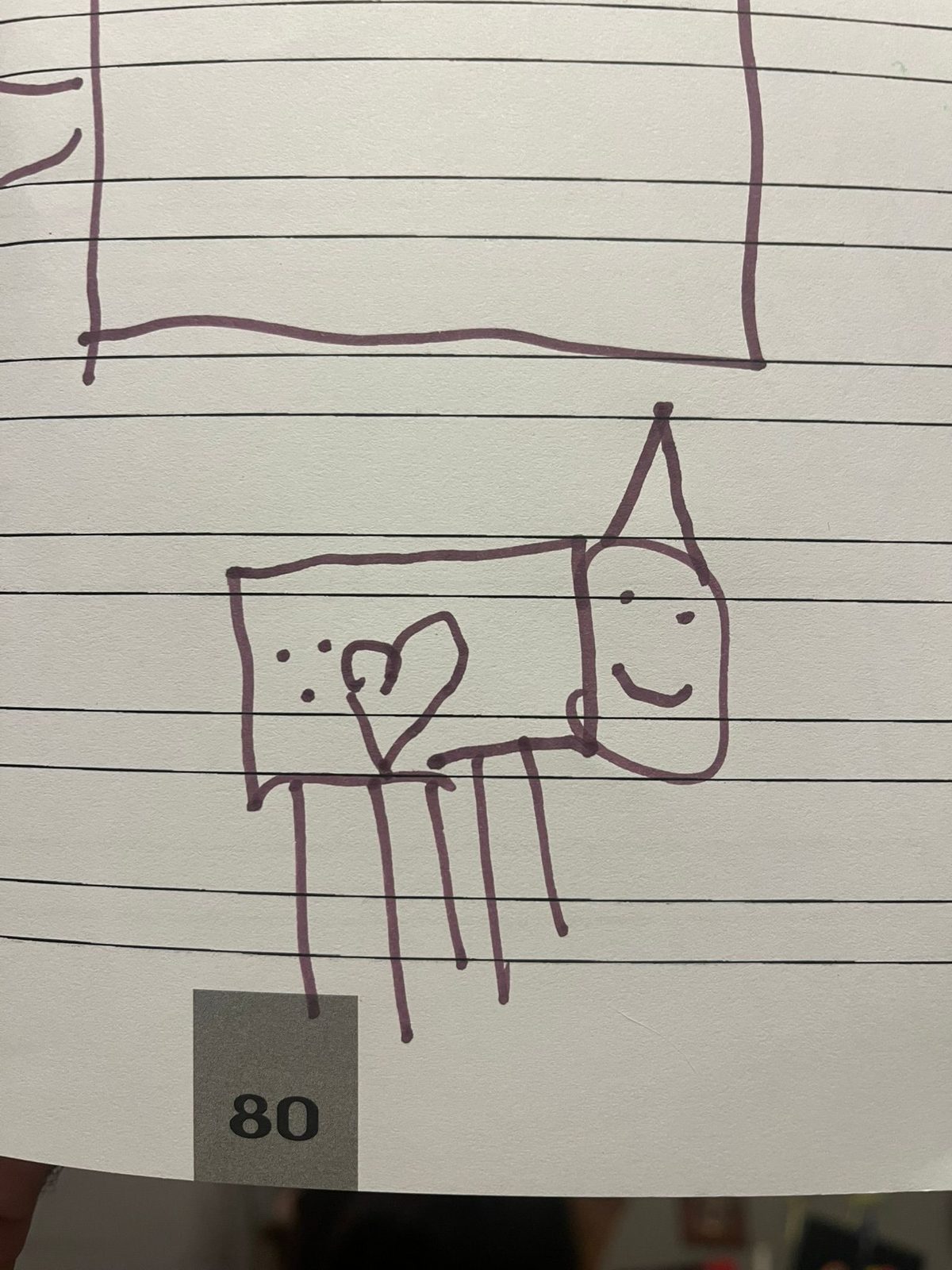 A five-legged heart creature — the original drawing